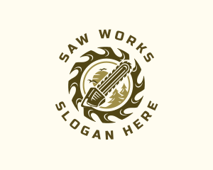 Woodworking Chainsaw Carpentry logo design