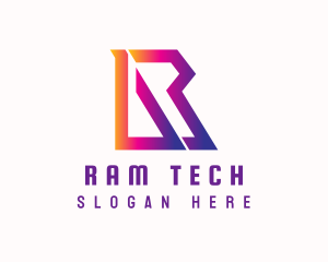 Geometric Tech Letter R logo design