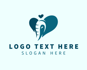 Zoo - Elephant Animal Heart logo design