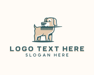 Mascot - Dog Comb Grooming logo design