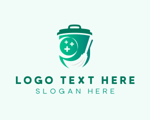 Cleaning - Broom Trash Bin Cleaning logo design