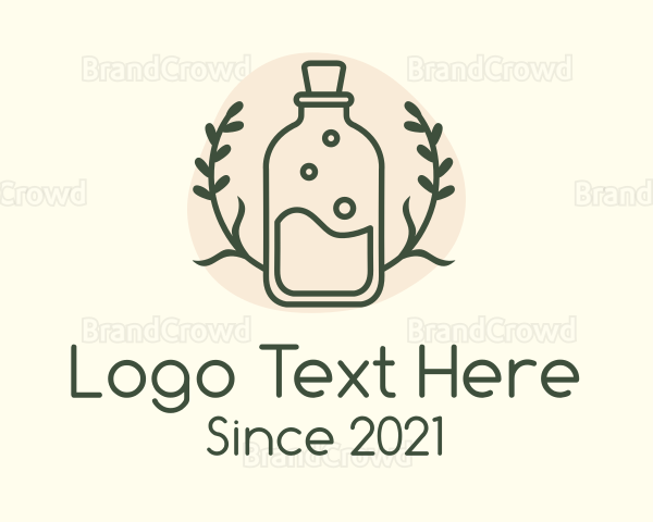 Herbal Leaf Kombucha Bottle Logo