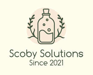 Scoby - Herbal Leaf Kombucha Bottle logo design