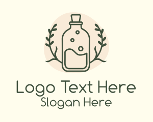 Herbal Leaf Kombucha Bottle Logo