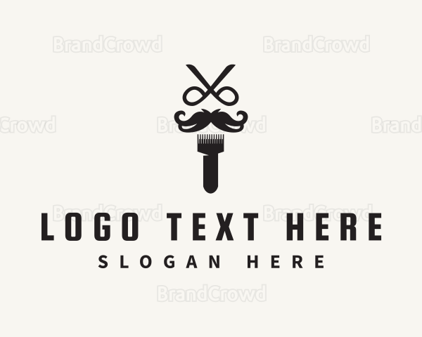 Scissors Mustache Barbershop Logo