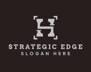 Strategy - Chess Pawn Strategy Letter H logo design