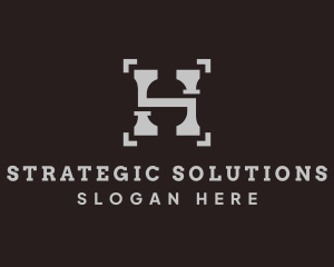 Strategy - Chess Pawn Strategy Letter H logo design