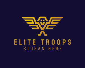 Troops - Modern Geometric Eagle Owl logo design