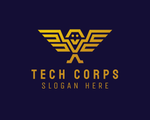 Corps - Modern Geometric Eagle Owl logo design