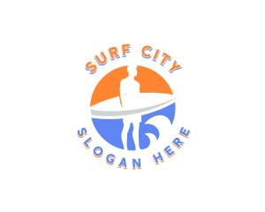 Surfer Wave Beach logo design