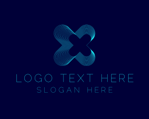 Cyber Space - Blue Tech Letter X logo design