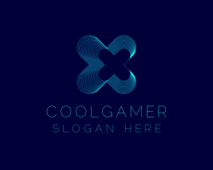 Game Stream - Blue Tech Letter X logo design