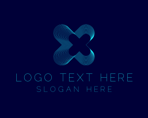 Online Stream - Blue Tech Letter X logo design
