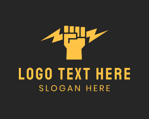 Lightning Bolt Fist logo design