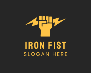Lightning Bolt Fist logo design