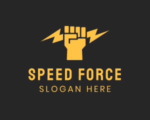 Lightning Bolt Fist logo design