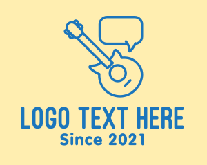 Speech Bubble - Blue Guitar Chat logo design