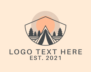 Woods - Campground Sunset  Tent logo design
