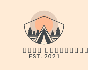Rustic - Campground Sunset  Tent logo design