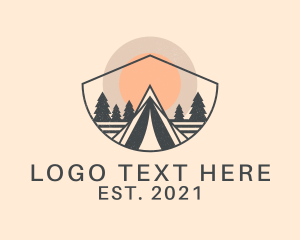 Tourist Spot - Campground Sunset  Tent logo design