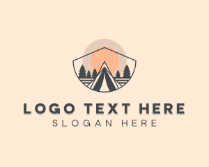 Retro - Campground Sunset  Tent logo design