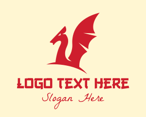 Mythological - Red Dragon Wings logo design