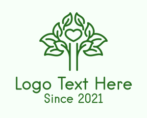 Monoline - Green Tree Heart logo design