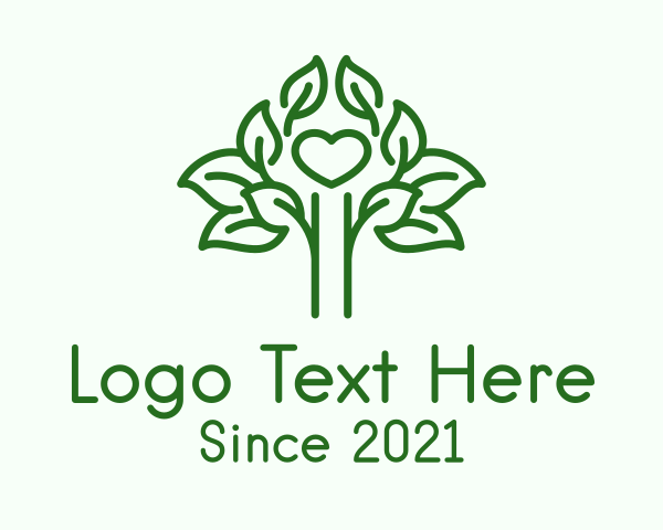 Sustainable - Green Tree Heart logo design