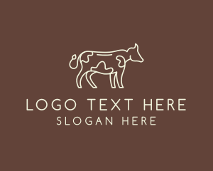 Meat - Farmer Cow Livestock logo design