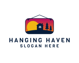 Hanging - Sunrise Woods Lodging logo design