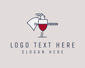 Wine Connoisseur - Wine Knight Warrior logo design