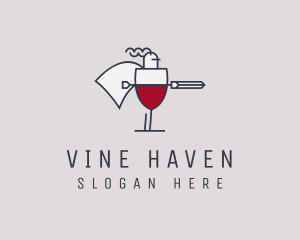 Wine Knight Warrior  logo design