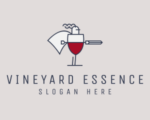 Wine Knight Warrior  logo design