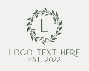 Interior Design - Organic Leaves Wreath logo design
