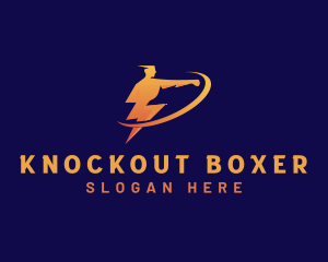 Boxer - Human Boxing Punch Lightning logo design