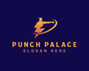 Boxing - Human Boxing Punch Lightning logo design