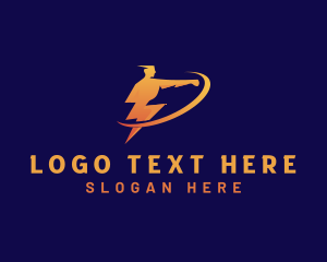 Boxer - Human Boxing Punch Lightning logo design