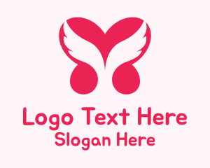 Winged - Red Heart Wings logo design