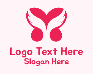 Love - Red Heart Wings logo design