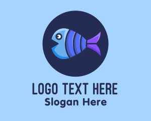 Hippocampus - Blue Purple Fish logo design