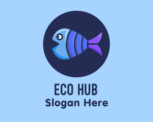 Blue Purple Fish logo design
