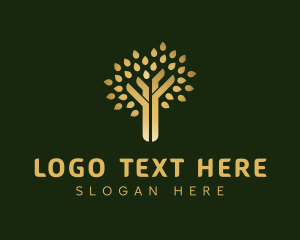 Organic - Gold Tree Nature logo design