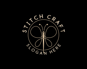 Sew - Butterfly Sewing Needle logo design