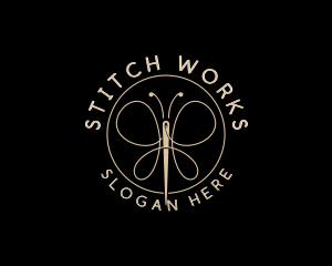 Alterations - Butterfly Sewing Needle logo design