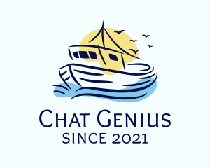 Water - Sailing Fishing Boat logo design