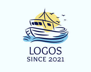 Navy - Sailing Fishing Boat logo design