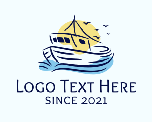 Sea Transport - Sailing Fishing Boat logo design
