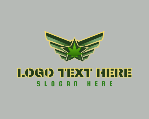 Military - Star Marijuana Badge logo design