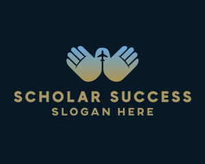 Scholarship - Overseas Hand Airplane logo design
