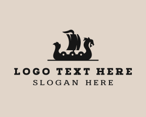 Dragon - Viking Voyager Ship logo design